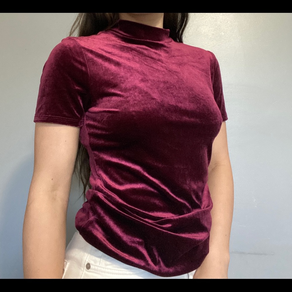 Women’s Velvet High-Neck Blouse